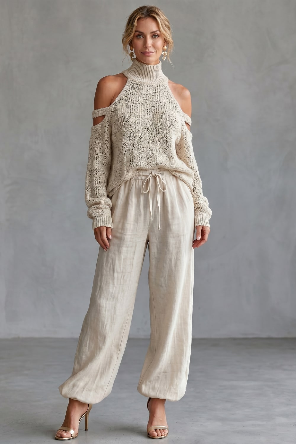 Women's Cold Shoulder Knit Sweater and Pant Set | Bowness_2