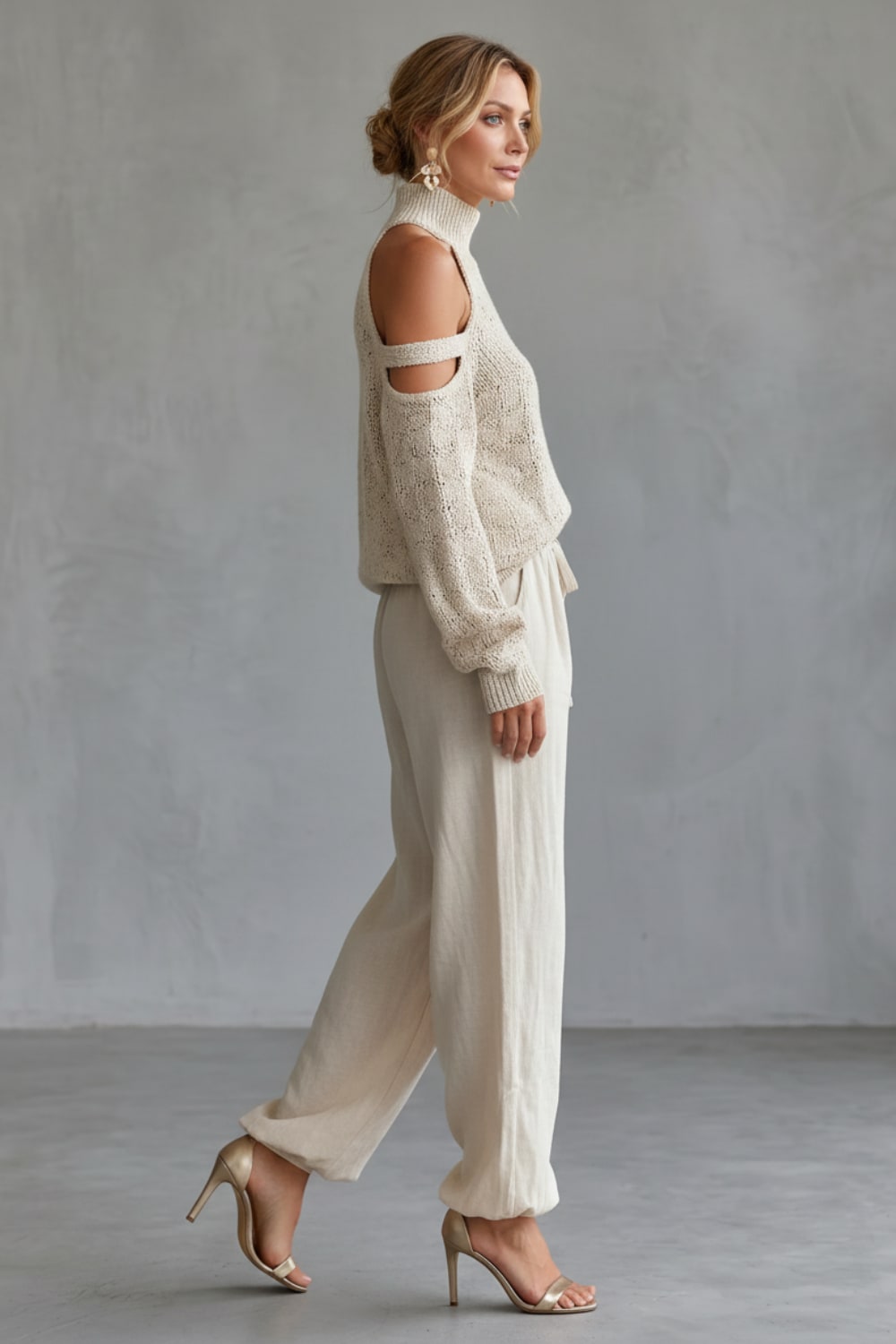 Women's Cold Shoulder Knit Sweater and Pant Set | Bowness_3