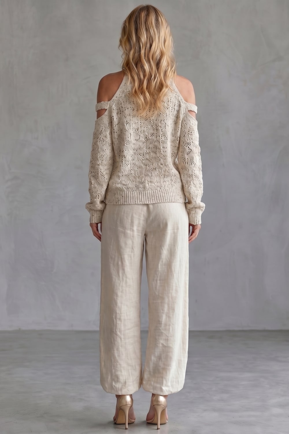 Women's Cold Shoulder Knit Sweater and Pant Set | Bowness_4