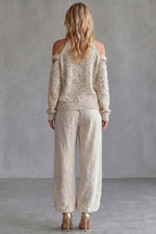 Women's Cold Shoulder Knit Sweater and Pant Set | Bowness_4