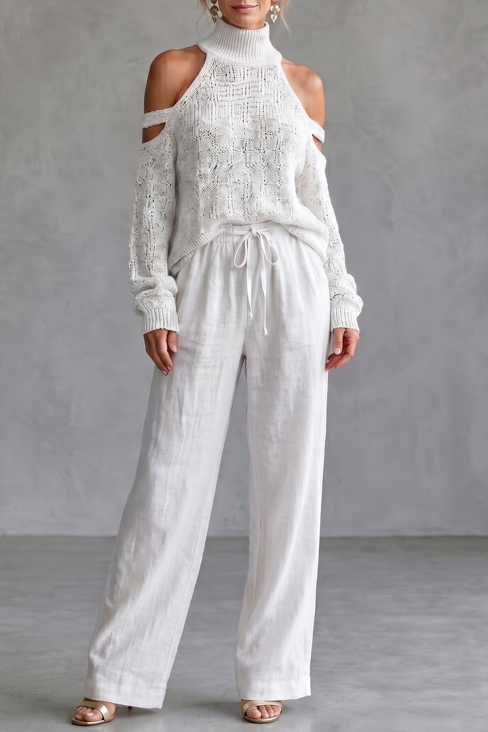 Women's Cold Shoulder Knit Sweater and Pant Set | Bowness_5