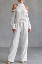Women's Cold Shoulder Knit Sweater and Pant Set | Bowness_5