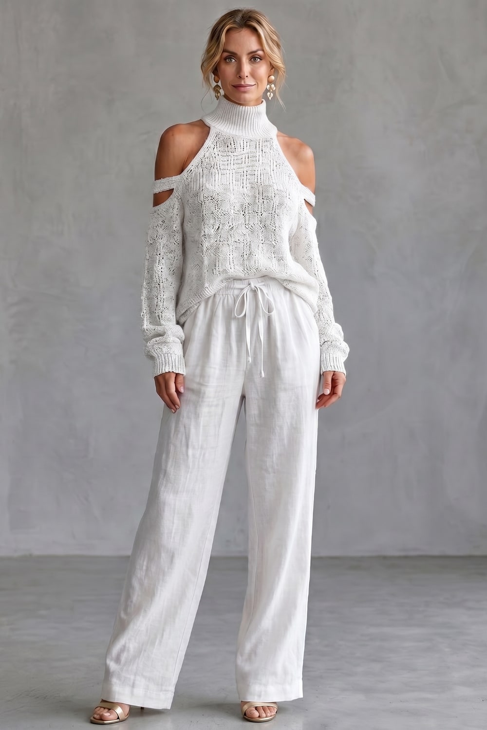 Women's Cold Shoulder Knit Sweater and Pant Set | Bowness_6