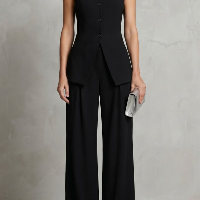 Women's Sleeveless Wide Leg Pant Set | Bickleigh_1
