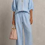 Women's Zip Front Wide Leg Pant Set | Brockhurst_1
