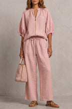 Women's Zip Front Wide Leg Pant Set | Brockhurst_17