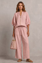 Women's Zip Front Wide Leg Pant Set | Brockhurst_18