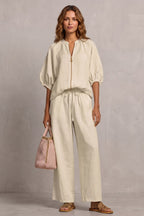 Women's Zip Front Wide Leg Pant Set | Brockhurst_20