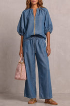 Women's Zip Front Wide Leg Pant Set | Brockhurst_5