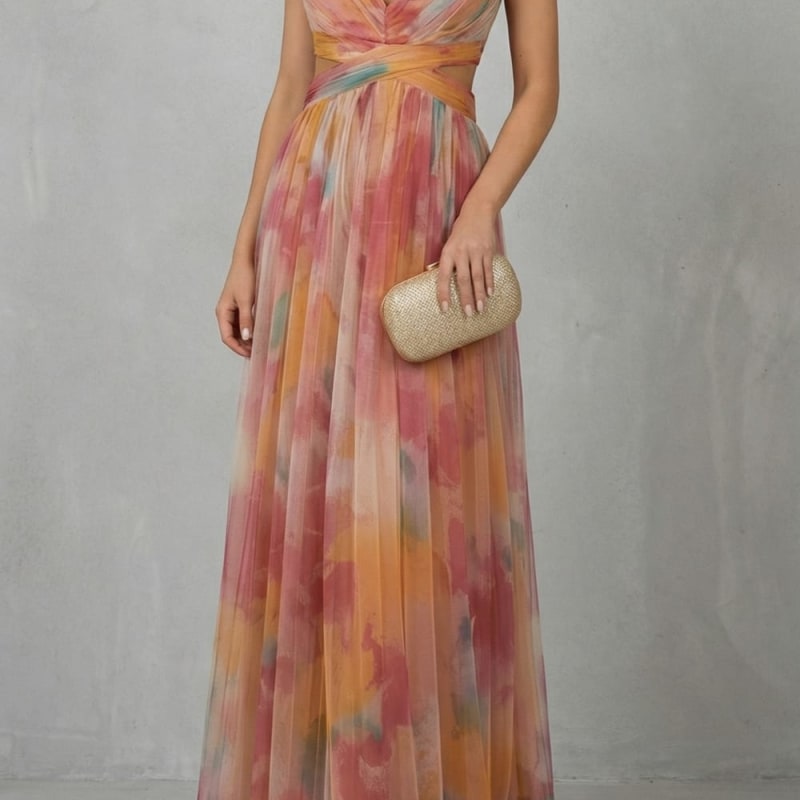 Women's Watercolor Print Maxi Dress | Pendarves_1