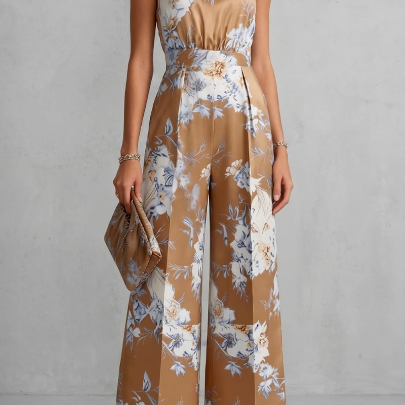 Women's Floral Wide Leg Jumpsuit | Quenilda_1