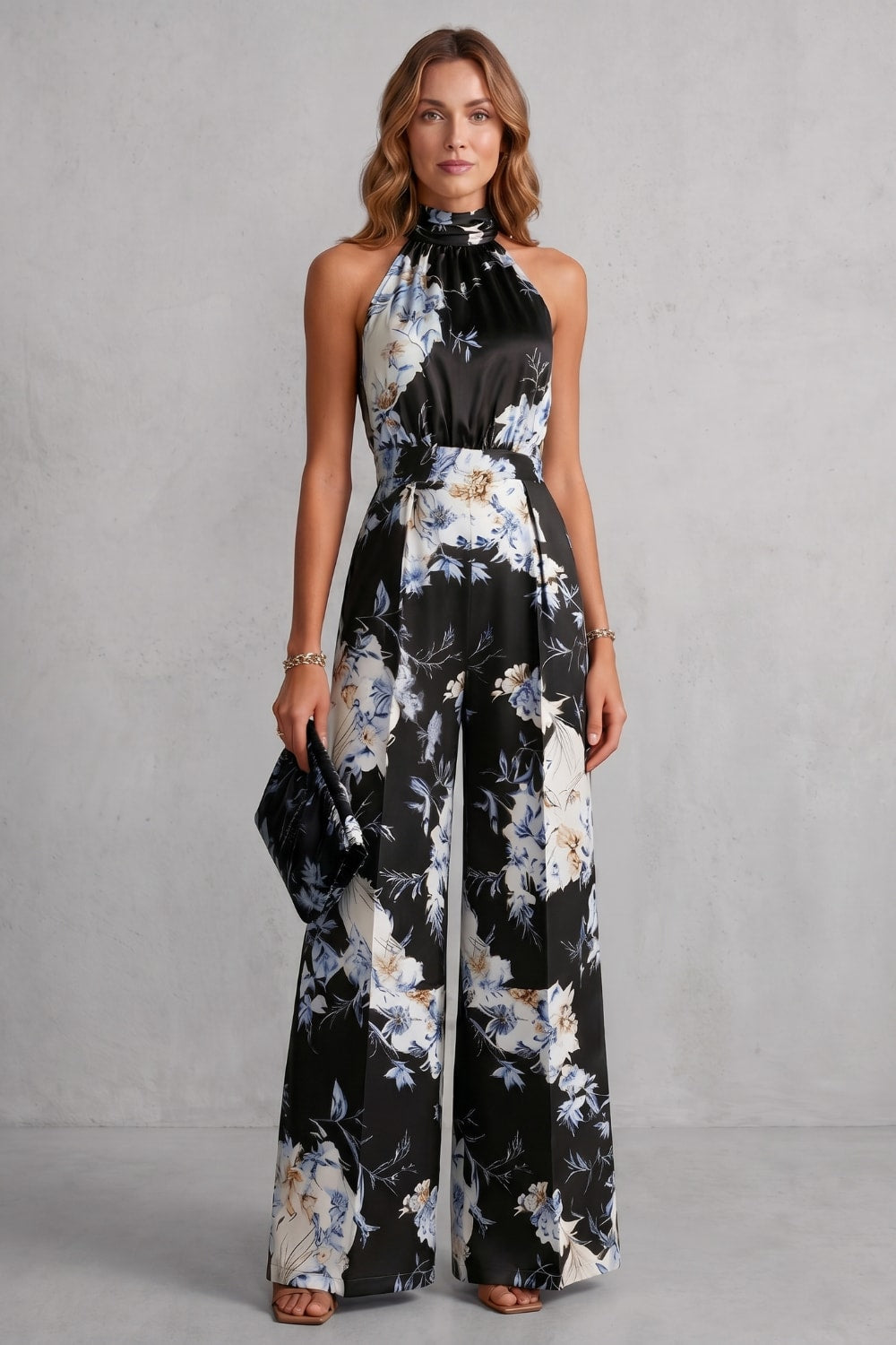 Women's Floral Wide Leg Jumpsuit | Quenilda_10