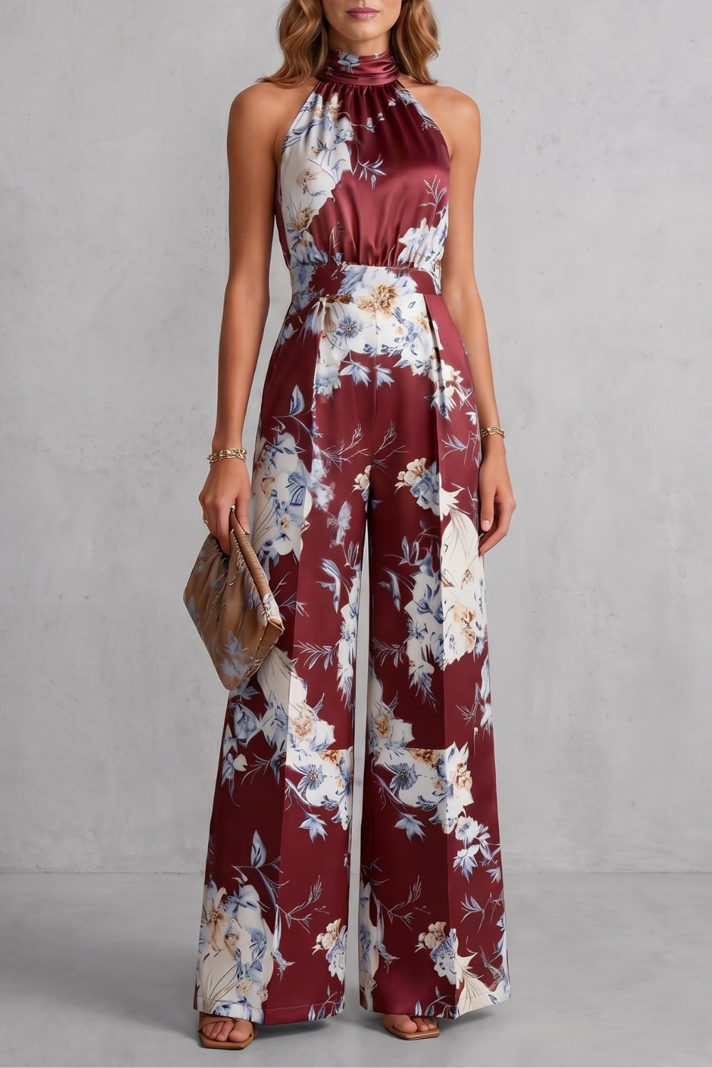 Women's Floral Wide Leg Jumpsuit | Quenilda_5