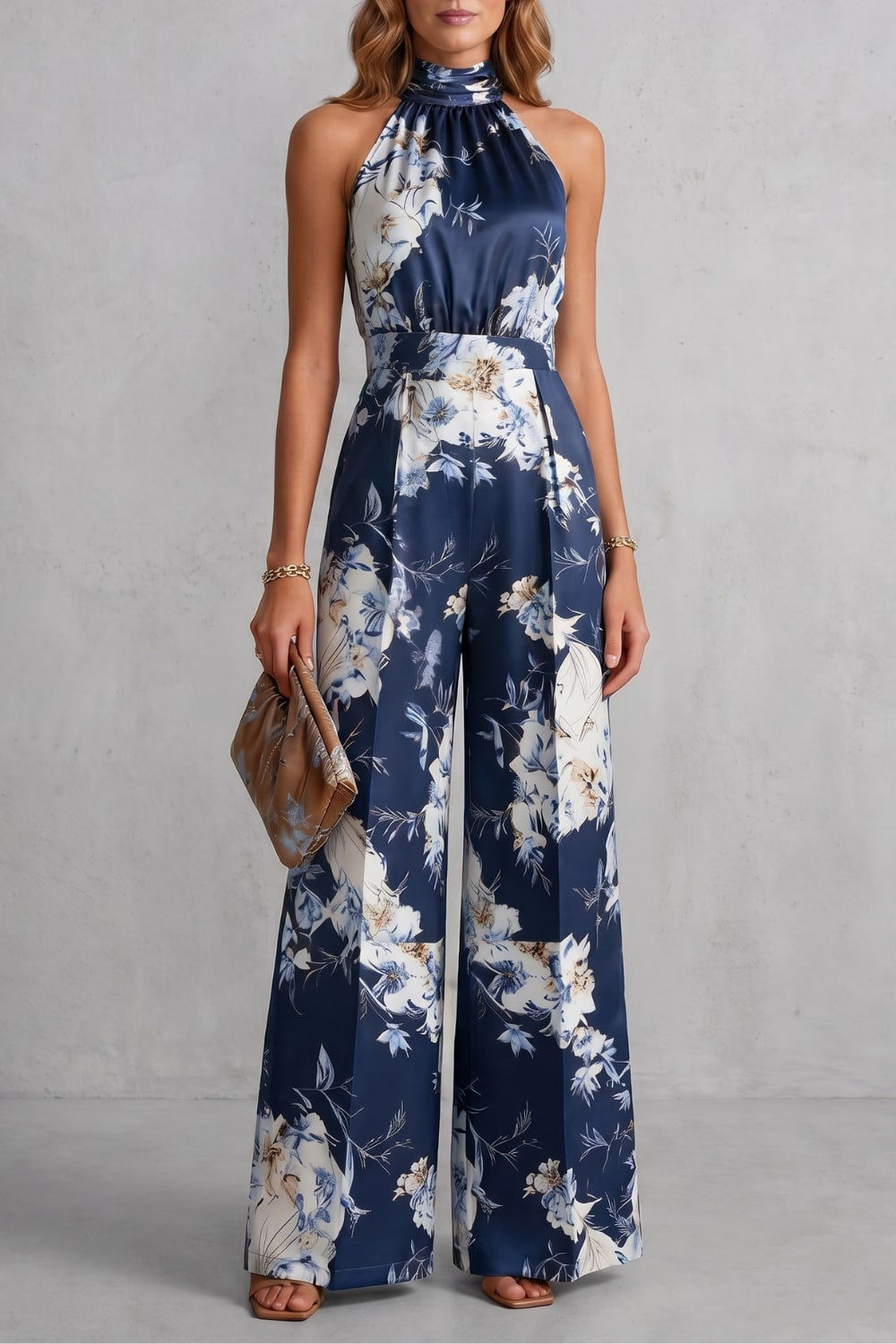 Women's Floral Wide Leg Jumpsuit | Quenilda_7