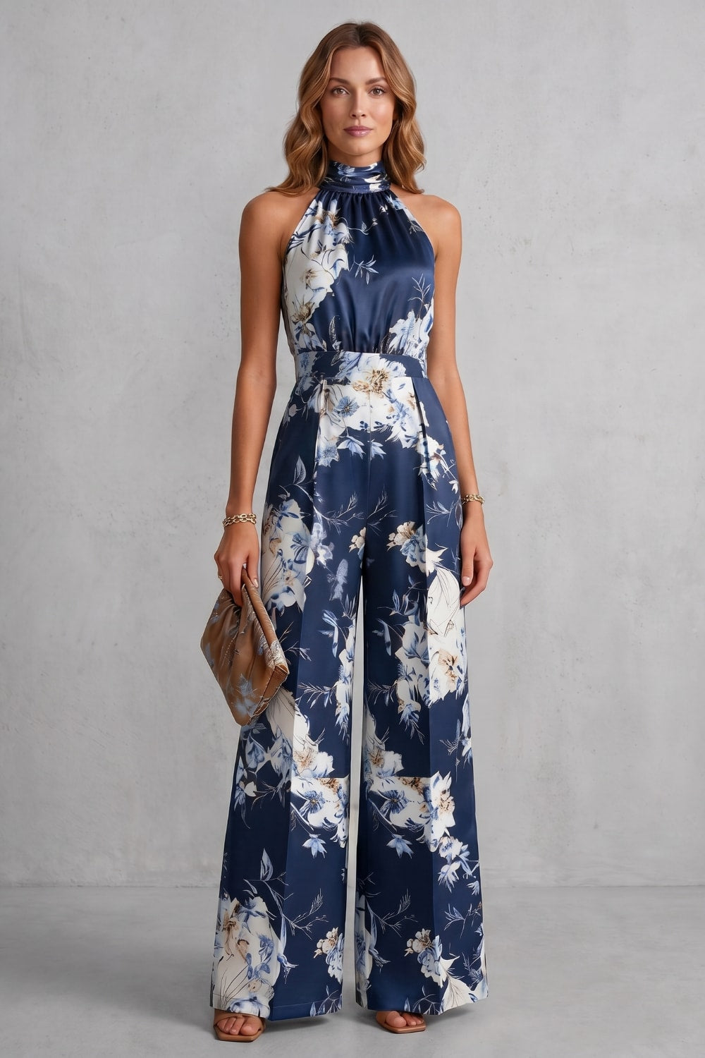 Women's Floral Wide Leg Jumpsuit | Quenilda_8