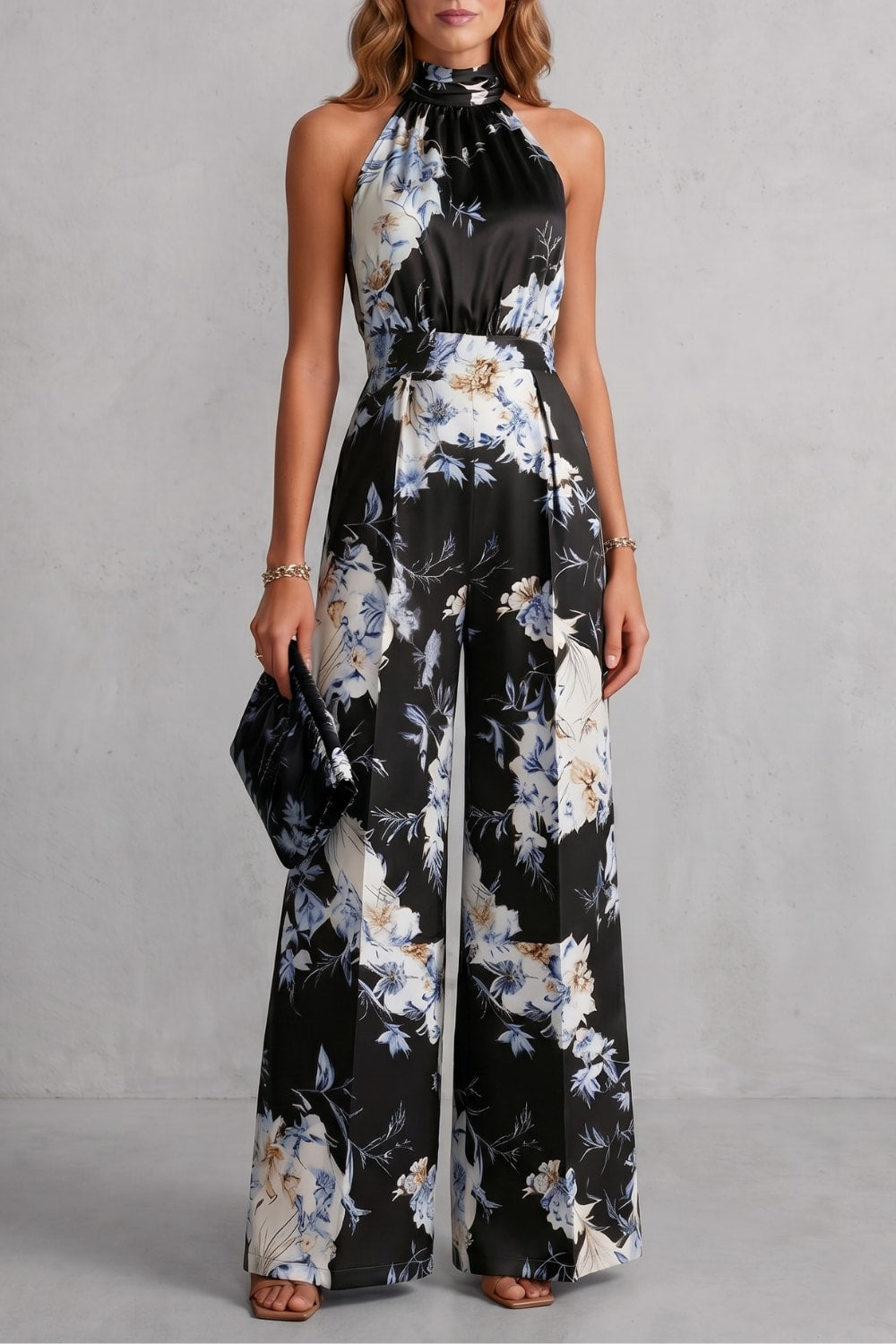 Women's Floral Wide Leg Jumpsuit | Quenilda_9