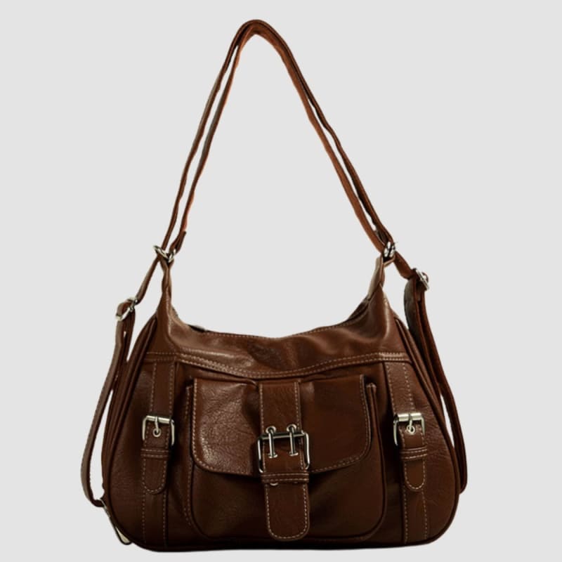 Women's Buckle Detail Slouchy Shoulder Bag | Vernham_1
