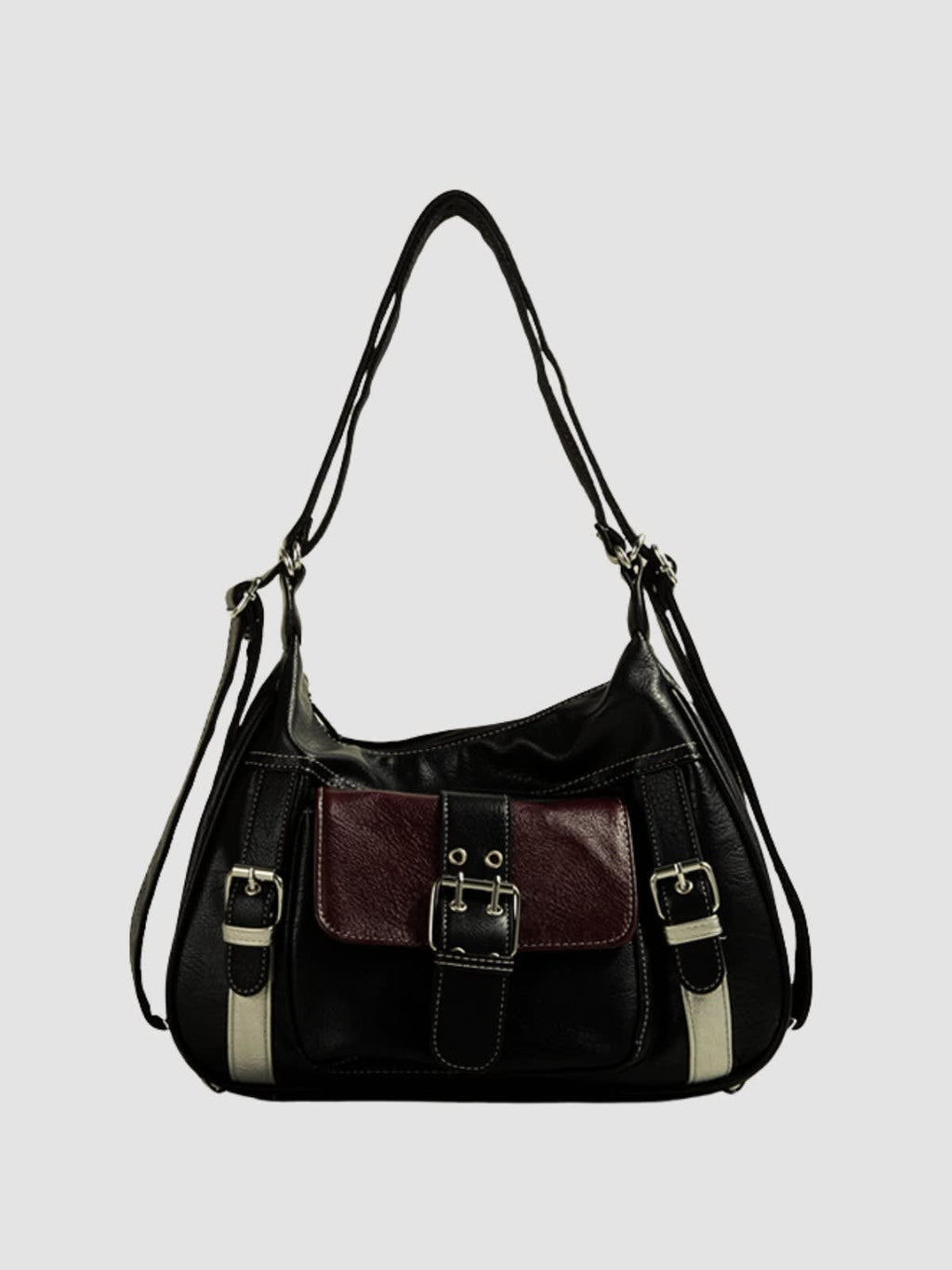 Women's Buckle Detail Slouchy Shoulder Bag | Vernham_2