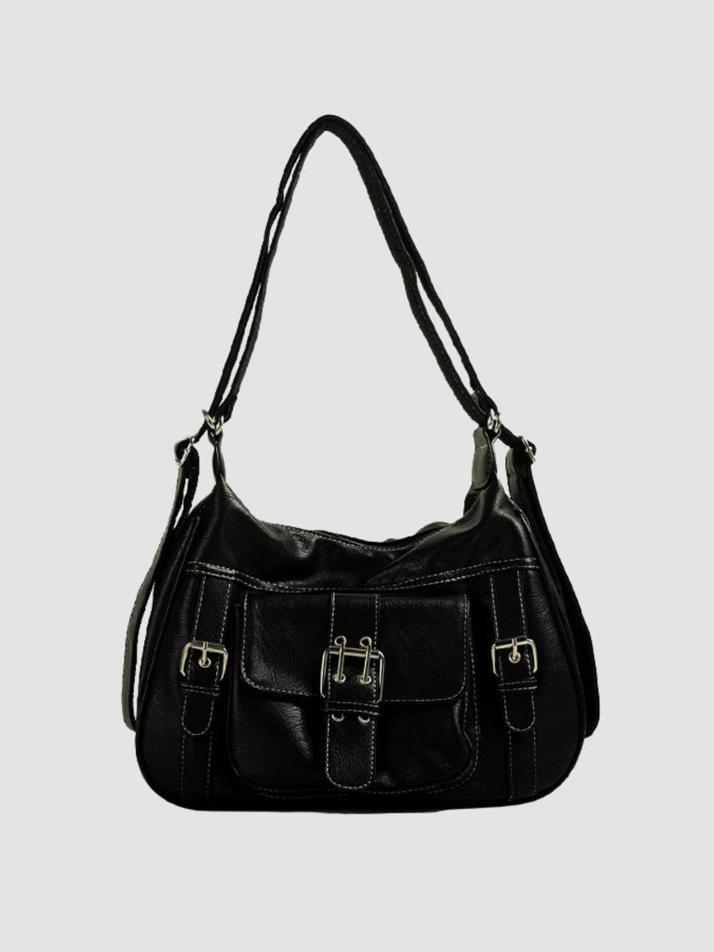 Women's Buckle Detail Slouchy Shoulder Bag | Vernham_3