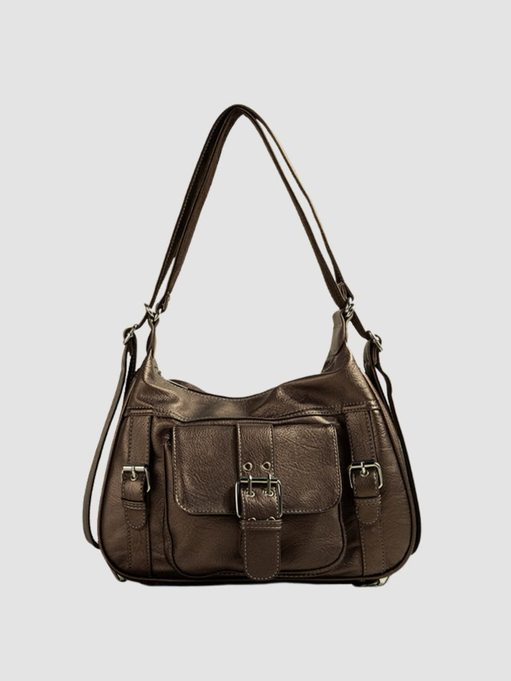 Women's Buckle Detail Slouchy Shoulder Bag | Vernham_4