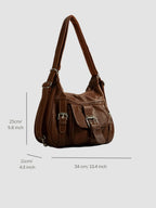 Women's Buckle Detail Slouchy Shoulder Bag | Vernham_5