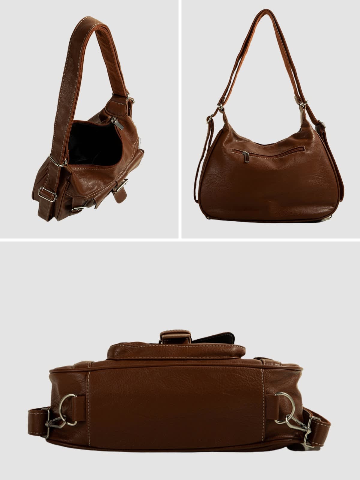 Women's Buckle Detail Slouchy Shoulder Bag | Vernham_6