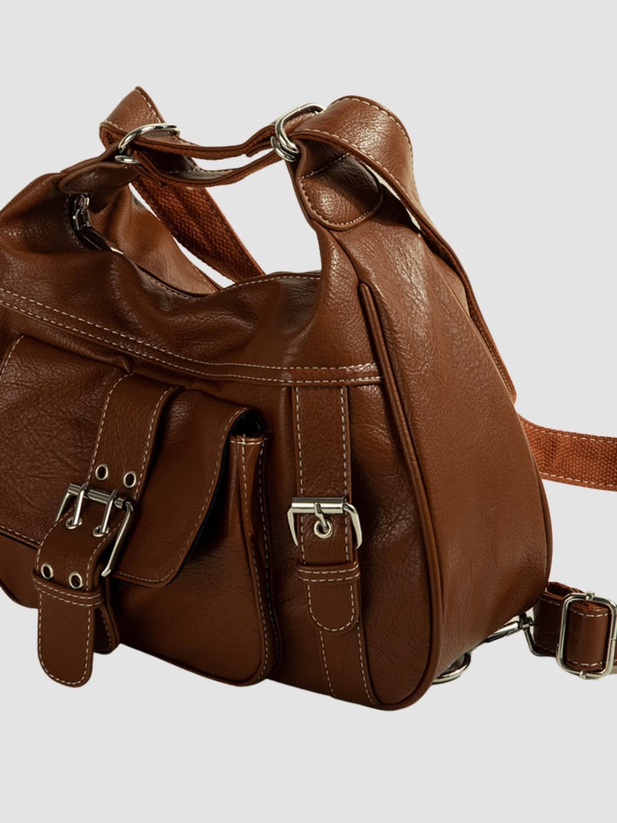 Women's Buckle Detail Slouchy Shoulder Bag | Vernham_7