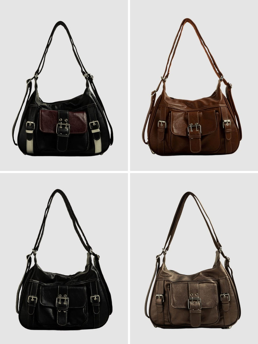 Women's Buckle Detail Slouchy Shoulder Bag | Vernham_8