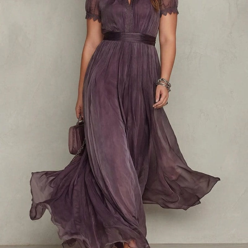Women's Chiffon Puff Sleeve Maxi Dress | Wilhelmina_1