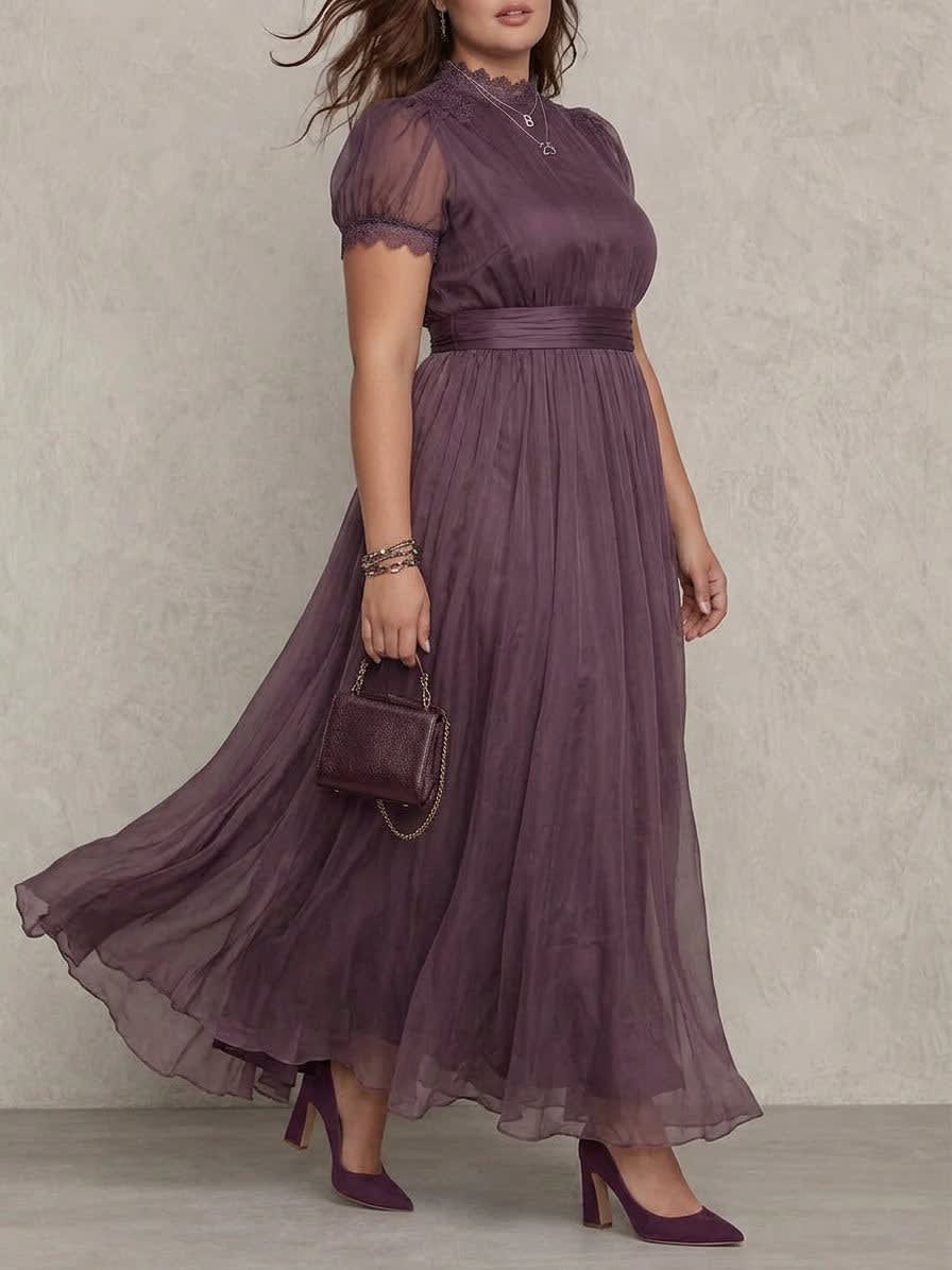 Women's Chiffon Puff Sleeve Maxi Dress | Wilhelmina_2