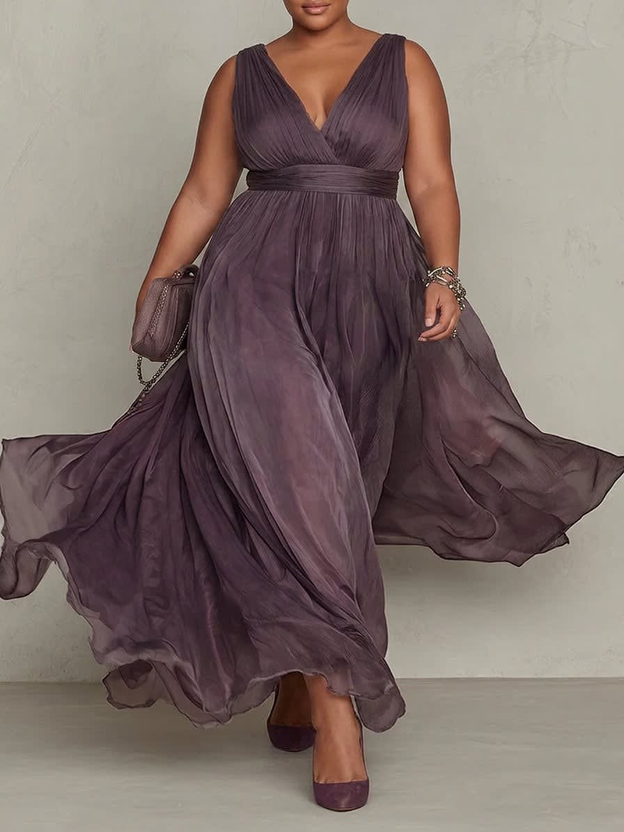 Women's Chiffon Puff Sleeve Maxi Dress | Wilhelmina_5