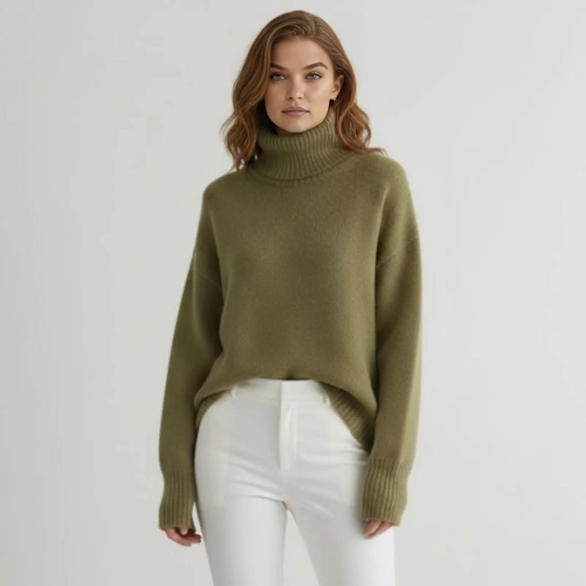 Women's Oversized Cashmere Blend Turtleneck | Wilhelmina_6