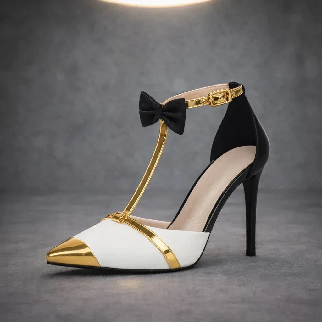 Women's Leather Ankle Strap Stiletto Heels | Estella_8