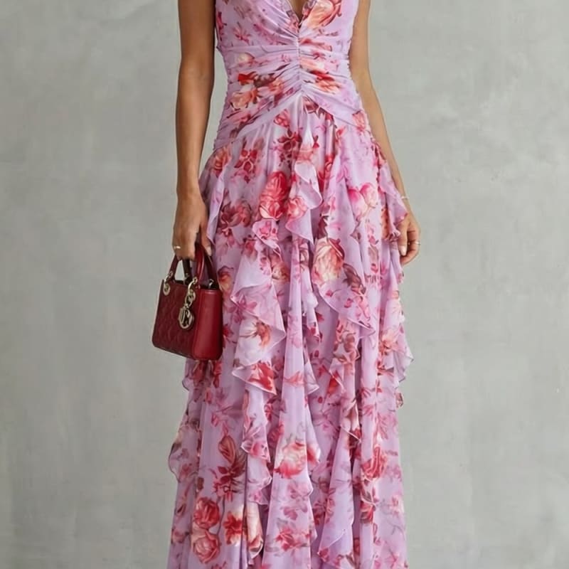 Women's Ruffled Floral Maxi Dress | Isabeau_1