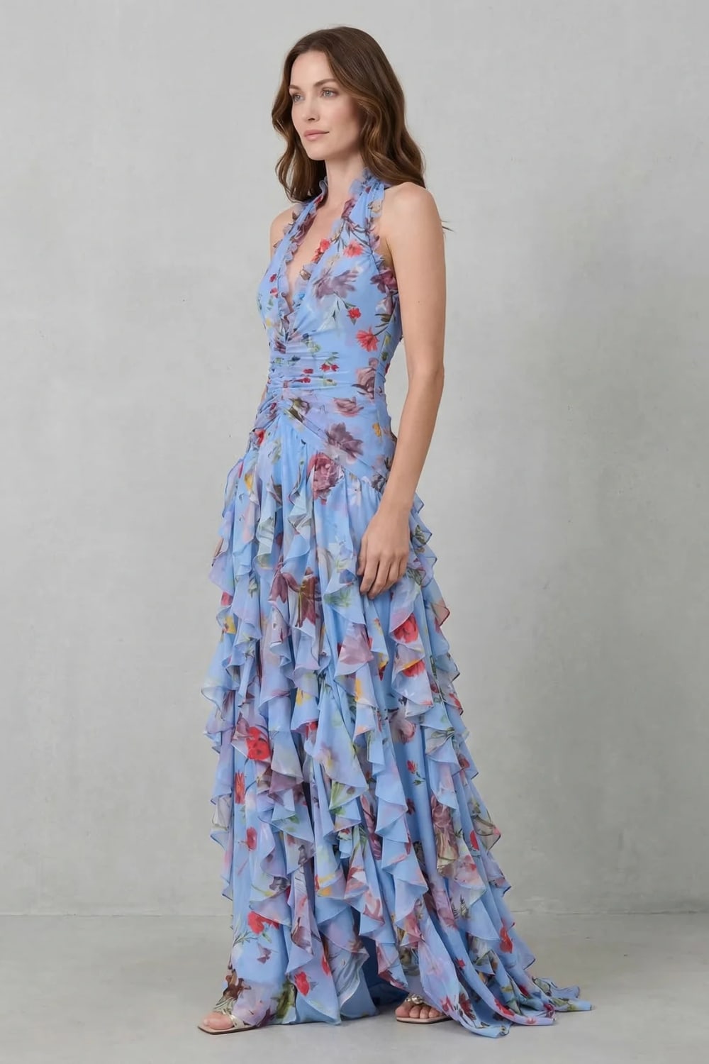 Women's Ruffled Floral Maxi Dress | Isabeau_7