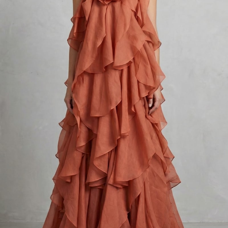 Women's Strapless Ruffle Maxi Dress | Barrowby_1