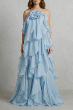 Women's Strapless Ruffle Maxi Dress | Barrowby_5