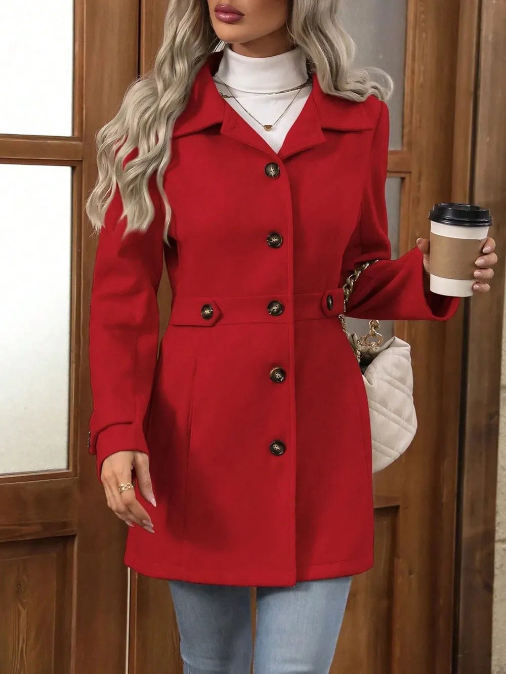 Women's Single Breasted Tailored Coat | Greer_14