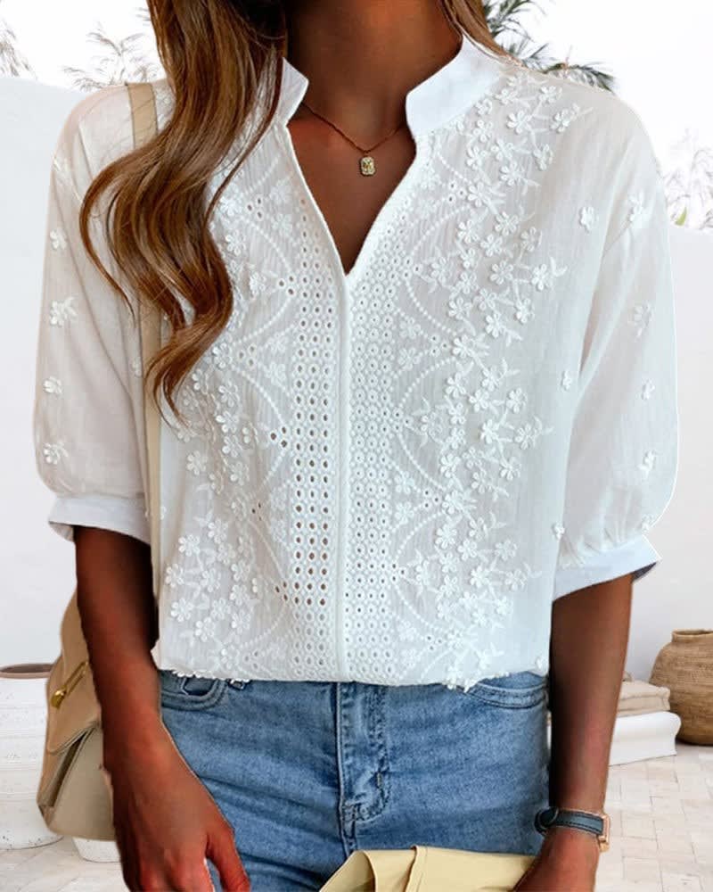 Women's Embroidered Eyelet Blouse | Sabra_3