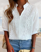 Women's Embroidered Eyelet Blouse | Sabra_4
