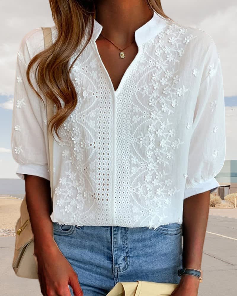 Women's Embroidered Eyelet Blouse | Sabra_4