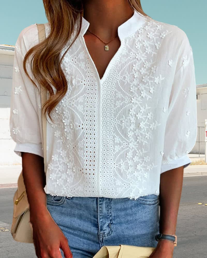 Women's Embroidered Eyelet Blouse | Sabra_5