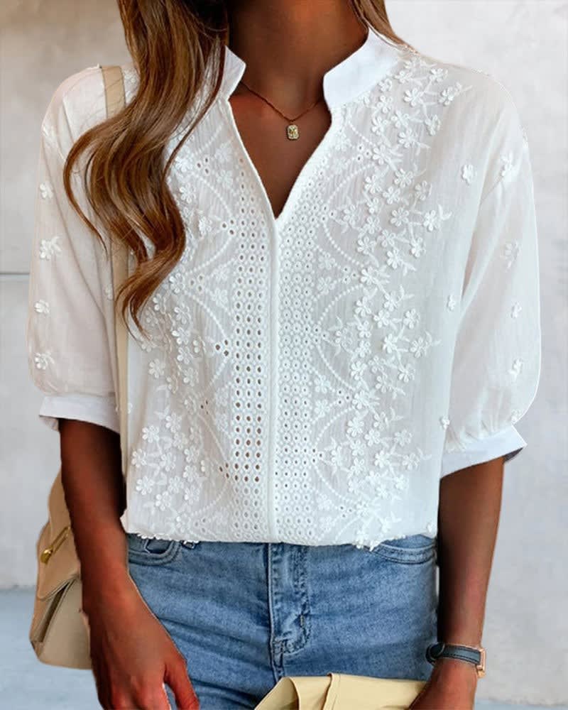 Women's Embroidered Eyelet Blouse | Sabra_6