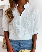 Women's Embroidered Eyelet Blouse | Sabra_7