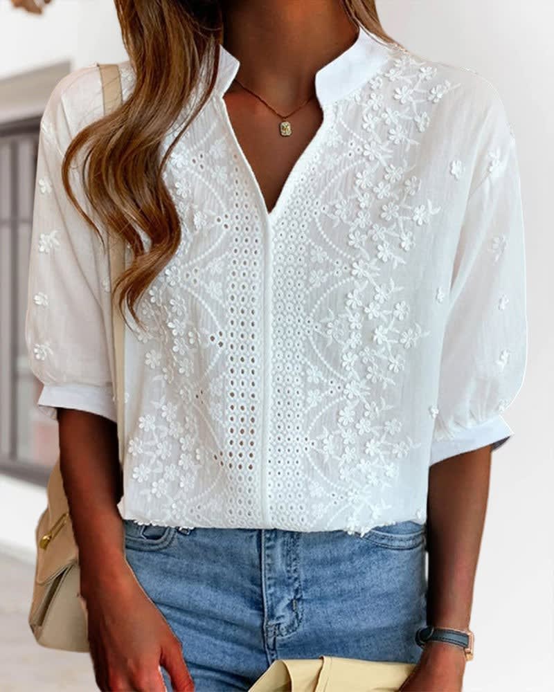 Women's Embroidered Eyelet Blouse | Sabra_7