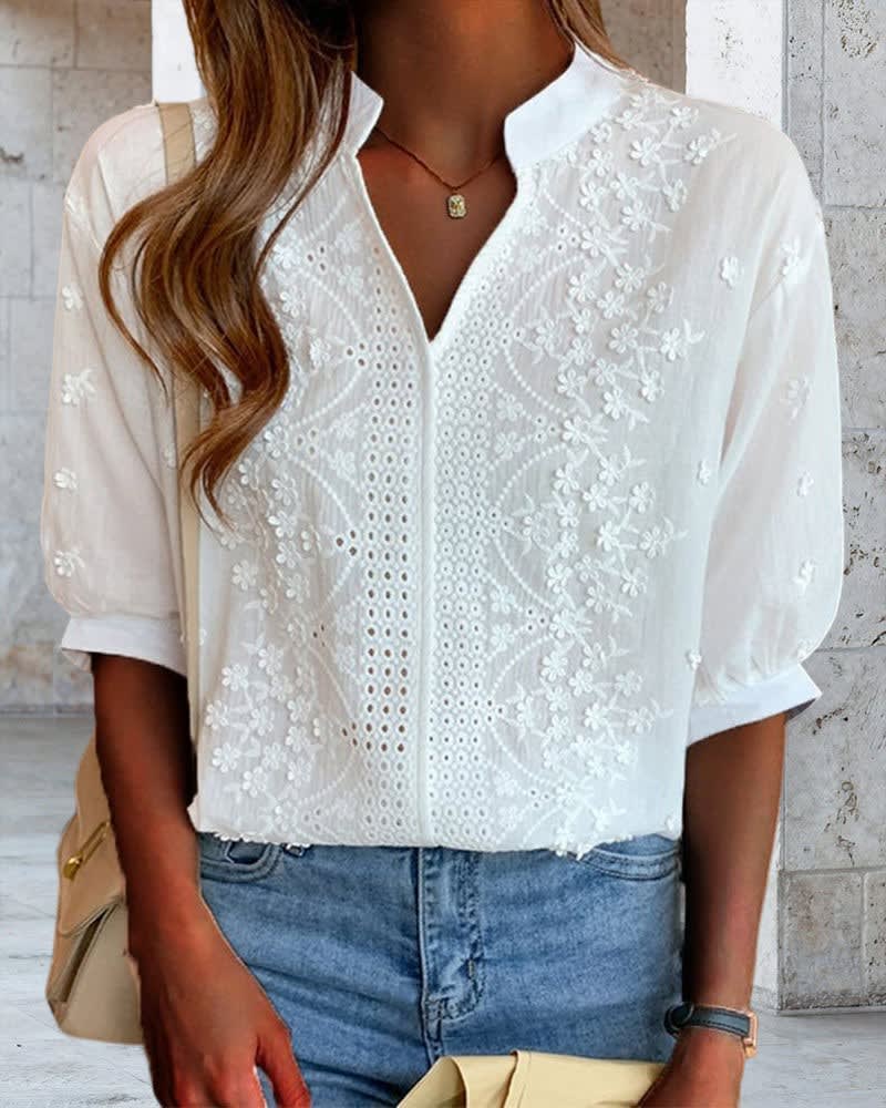 Women's Embroidered Eyelet Blouse | Sabra_8