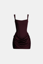Women's Square Neck Draped Mini Dress | Bramwell_12