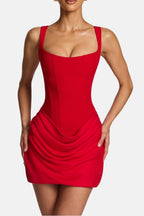 Women's Square Neck Draped Mini Dress | Bramwell_13