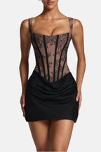 Women's Square Neck Draped Mini Dress | Bramwell_15