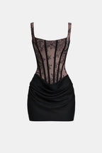 Women's Square Neck Draped Mini Dress | Bramwell_16